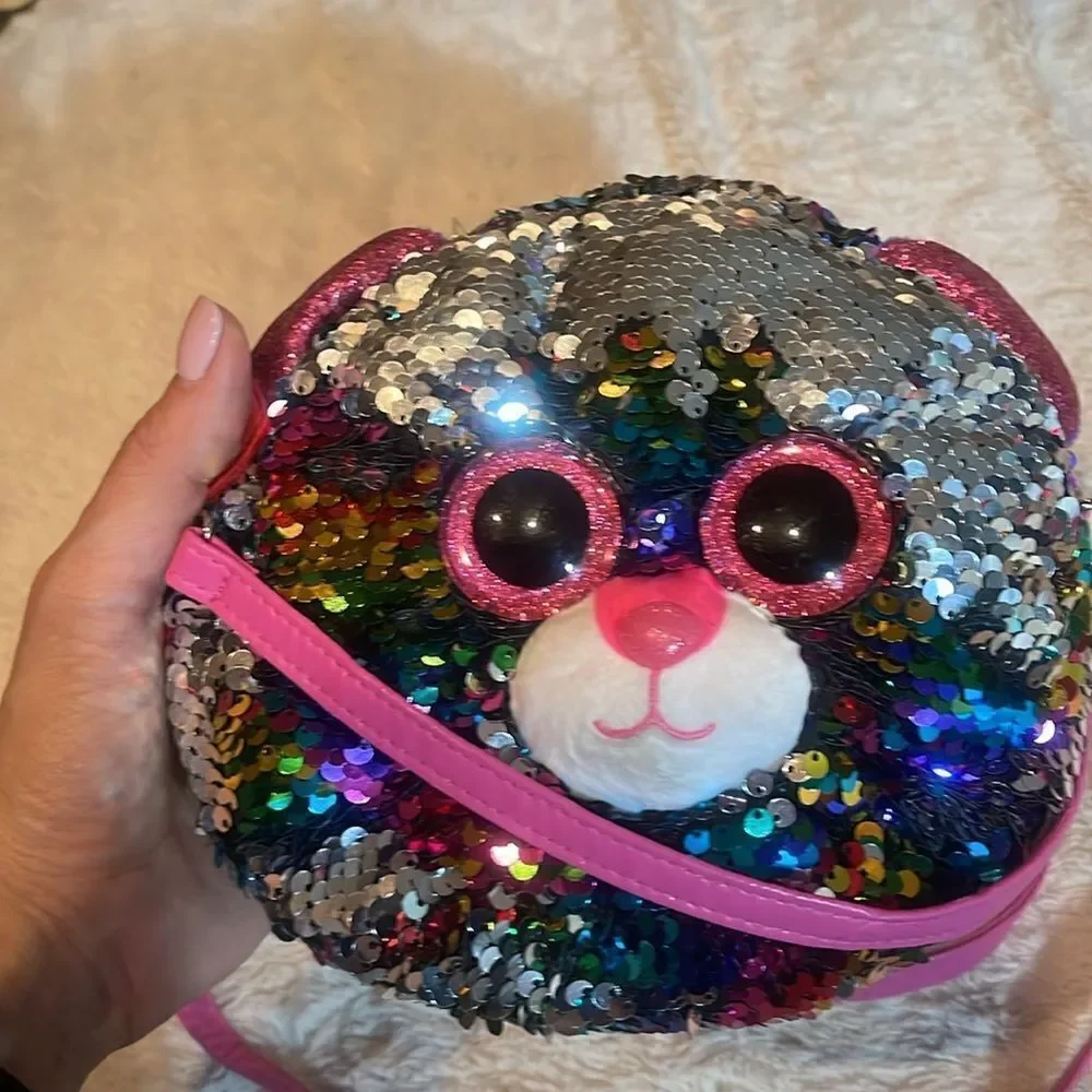 TY sparkly sequin teddy bear purse